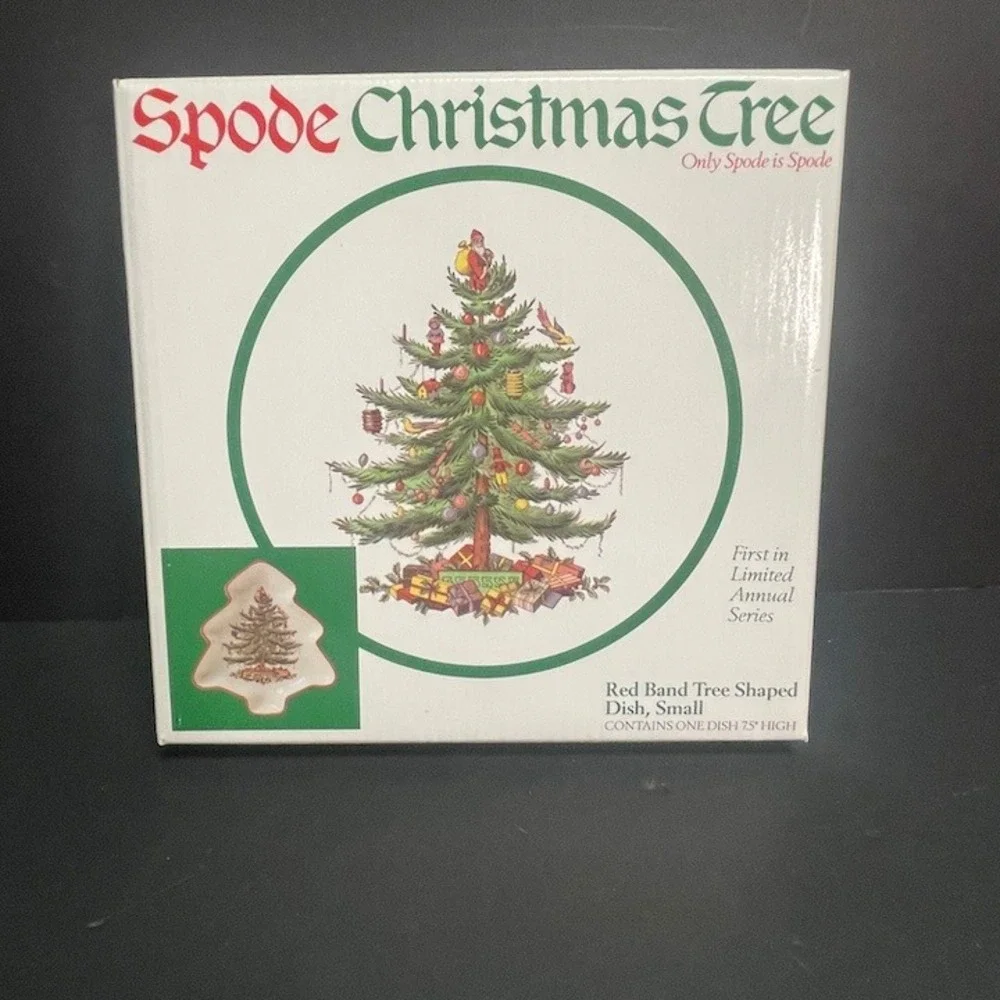Spode Christmas Tree Red Band Tree-Shaped Dish Made in England Ltd Annual Series